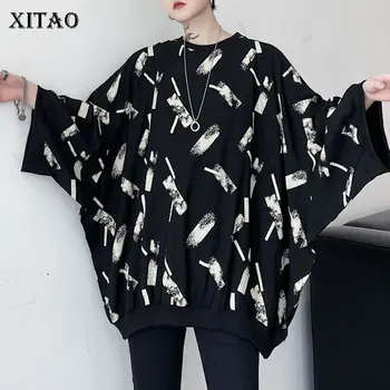 XITAO Print Modelis T Krekls 2020. Gada Vasarā Plus Lieluma Dieviete Ventilators Elegants Džemperis Minoritātes Gadījuma Stila Kroku Tee Top ZYQ4005