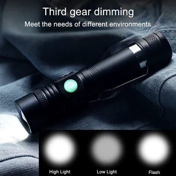 Xml T6 USB Lādējamu High Power Led Lukturi 18650 Ūdensizturīgs Linterna Led Lukturītis Zoom Taktiskais Lukturītis Laternu Lampas