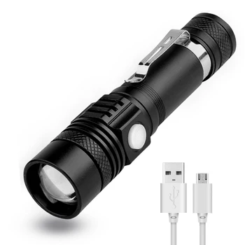 Xml T6 USB Lādējamu High Power Led Lukturi 18650 Ūdensizturīgs Linterna Led Lukturītis Zoom Taktiskais Lukturītis Laternu Lampas