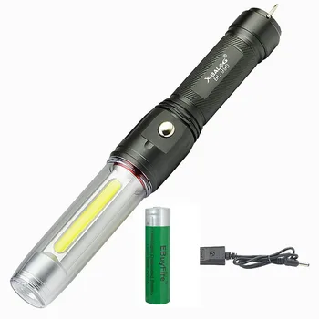 XPE COB LED 2xlight avots Lukturīti Uzlādējams Baton luksofora Spēcīgs magnēts darbu Lukturītis ar turētāju 18650 kempinga lampas