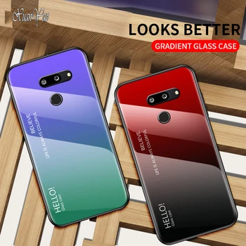 XUANYAO Telefonu Gadījumos Par LG G8 ThinQ Gadījumā, Stikls Aizmugurējais Vāciņš Coque Par LG G8 ThinQ uz Lietu Silikona Mīkstas Malas Silīcija G8 Plānas Q