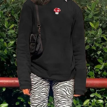 Y2K Brūna Gadījuma Crewneck sporta Krekls Sieviešu Rudens Modes Iespiesti Džemperis ar garām Piedurknēm Sviedru Krekls korejas Streetwear