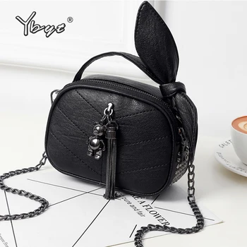 YBYT modes kniežu mini messenger somas sievietēm augstas kvalitātes ādas somas maku pušķis ķēdes sieviešu plecu soma crossbody