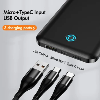 YKZ 10000mah Power Bank Pārnēsājamu USB C Tipa Mini Powerbank Ātri Uzlādēt Mobilo Tālruni, Lādētāju, Micro USB Ārējo Akumulatoru Ceļošanas C