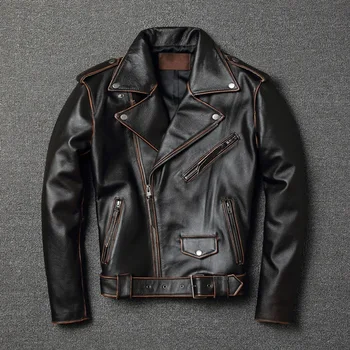 YR!Bezmaksas piegāde.pārdošanas.classic motor biker īstas ādas jaka.slim pātagot mētelis.modes vintage ādas apģērbu.plus lieluma