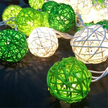 Zaļa Balta Taizeme Rotangpalmas Bumbiņas 4M 20LEDs String Pasaku gaismas Vainags Bumbiņas, lai Kāzas, Ziemassvētku Rotājumi