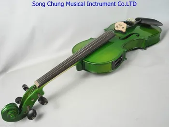 Zaļās krāsas elektrisko un akustisko vijoli 4/4 #7848