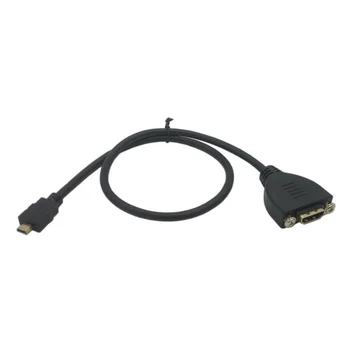Zelta Pārklājumu ātrgaitas Micro HDMI Male-HDMI Female Extension Kabelis Ar Skrūvi Panel Mount