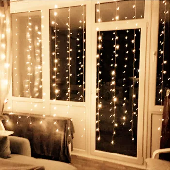 Ziemassvētku 3*2.5 M LED pasaku gaismas vainags aizkaru string gaismas Tālvadības Mājas dekorēšana guļamistaba logu Svētku apgaismojums