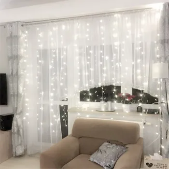 Ziemassvētku 3*2.5 M LED pasaku gaismas vainags aizkaru string gaismas Tālvadības Mājas dekorēšana guļamistaba logu Svētku apgaismojums