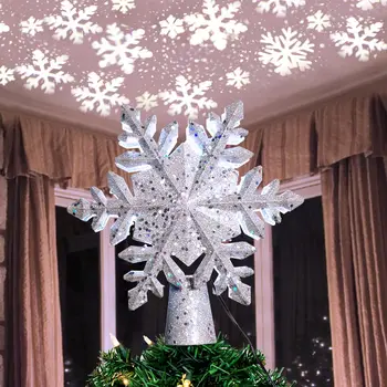 Ziemassvētku Eglīte Cilindrs LED Light Star Sniegpārslas Projicēšanas Pagriešana Mirdzēt Top Gaisma Ziemassvētku Eglītes rotājums Jauno Gadu Mājās