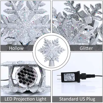 Ziemassvētku Eglīte Cilindrs LED Light Star Sniegpārslas Projicēšanas Pagriešana Mirdzēt Top Gaisma Ziemassvētku Eglītes rotājums Jauno Gadu Mājās