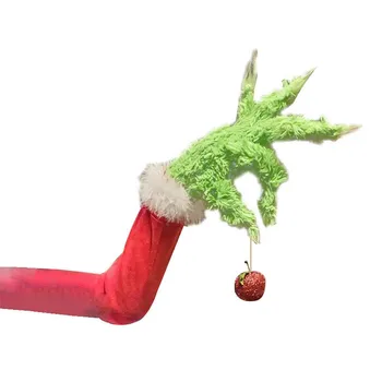 Ziemassvētku Eglīte Kulons Pūkains Zaļā Grinch Galvas Roku Rotājumu Funny Ziemassvētku Lelle Mājas Puse Jauno Gadu Apdare Bērniem Rotaļlietas