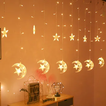Ziemassvētku LED Dekori apgaismojums Iekštelpu/Āra Pasaku Gaismas Moon Star LED String Dekorēšana Home Party Svētku Apgaismojums EU220V/US110V