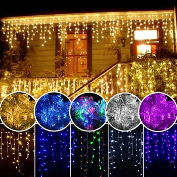 Ziemassvētku Vainags LED Aizkaru Lāsteku Stīgu Gaismas 220V 4.5 m 100Leds Iekštelpu Kritums LED Puse Dārza Skatuves Āra Dekoratīvie Light