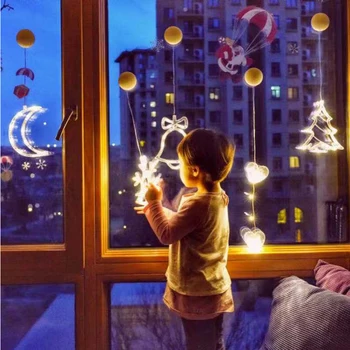 Ziemassvētku virtuves logu brīvdienu saģērbt akumulatora kaste piesūcekni, lustras radošo apdares gaismas karājas skatuves gaismas