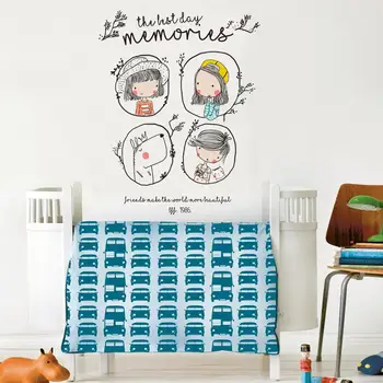 Ziemeļvalstu karikatūra stils zēni meitenes bērnu istabas mājas dekoru, PVC vinila art sienas uzlīmes, home modes apdare tapetes