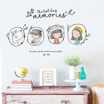 Ziemeļvalstu karikatūra stils zēni meitenes bērnu istabas mājas dekoru, PVC vinila art sienas uzlīmes, home modes apdare tapetes