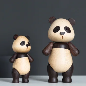 Ziemeļvalstu Mūsdienu Koka Panda Statuetes Gudrs Dzīvnieks Koka Lelles Mājās Rakstāmgalda Apdare, Aksesuāri, Rokdarbi, Rotaļlietas, Radošas Dāvanas
