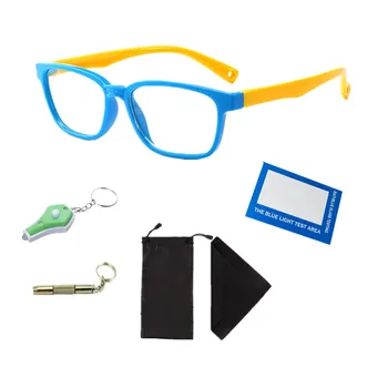 Zilās Gaismas Bērniem, Brilles, Optikas Rāmis Datoru Brilles+Skrūvgriezi+LED Lukturītis+microfiber audums+Aukliņu soma+Testa Kartes