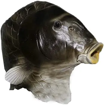Zivju Lateksa Dzīvnieku Galvas Masku Halloween Kostīmu Karnevāla Masku Maskas Aksesuārus pilnu galvu Zaļā karpas lateksa maska