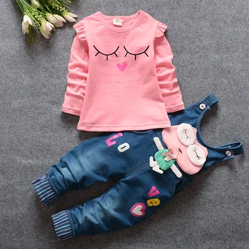 ZWY746 Pavasara Rudens Jaundzimušais Meitene Apģērba Komplekts Bērniem Tracksuit Iespiests T-krekls+Casual Bikses 2GAB Bērnu Drēbes Uzvalku