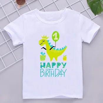 Zēni Karikatūra Dinozauru Dzimšanas dienu Tshirt Bērniem Dino Druka T Kreklu Zēniem Bērniem Happy Birthday Dinozauru Skaits 1~6 T-krekli