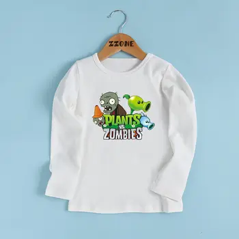 Zēni/Meitenes Augi Vs Zombies Modes Modelis T kreklu Bērnu Ikdienas Smieklīgi T-krekls Bērniem Karikatūra ar garām Piedurknēm Apģērbs,LKP2404