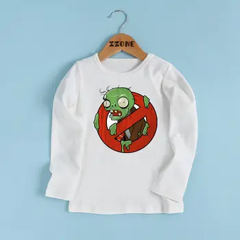Zēni/Meitenes Augi Vs Zombies Modes Modelis T kreklu Bērnu Ikdienas Smieklīgi T-krekls Bērniem Karikatūra ar garām Piedurknēm Apģērbs,LKP2404