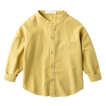Zēnu Krekli ar garām Piedurknēm Cietā Kokvilnas Bērniem Krekls Zēniem Pavasara Rudens Bērnu drēbītes, Japāņu Stils Zēni Blūzes BC536