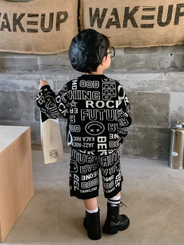 Zēnu Tīras Kokvilnas Sabiezējumu Silts, Pilnībā Iespiests Džemperis Uzvalks 2020 Jaunas Ziemas Vidējo un Lielo Bērnu korejiešu Stila Džemperis