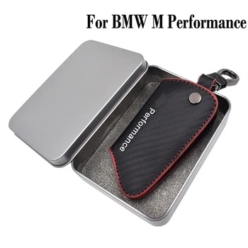 Ādas Auto Logotipa Taustiņu Gadījumā BMW M Performance Auto Emblēma Tālvadības Atslēgas Keychain Maka Turētājs Aizsargs Pārsegs Soma, Piederumu Jaunas