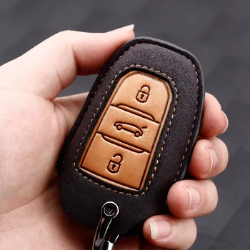 Ādas Automašīnas Atslēgu Gadījumā, Smart Tālvadības Atslēgu Vāks Peugeot 3008 4008 5008 Citroen C4 C4L C6 C3-XR Keychain Aksesuāri
