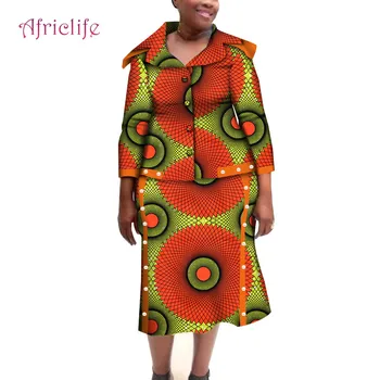 Āfrikas Sieviešu Mētelis un Svārki Uzvalks Modes Pavasara Apģērbu Āfrikas Vasks, Kokvilnas Skaistu Dāmu Svārki Komplekti WY6664