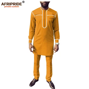 Āfrikas Vīriešu Apģērbu Komplekts Dashiki Krekli un Ankaras Bikses Tracksuit Gadījuma Cilšu Attire Blūze Mēteļi AFRIPRIDE A1916072