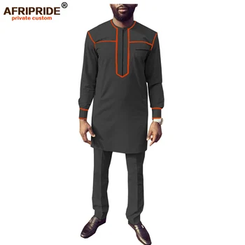 Āfrikas Vīriešu Apģērbu Komplekts Dashiki Krekli un Ankaras Bikses Tracksuit Gadījuma Cilšu Attire Blūze Mēteļi AFRIPRIDE A1916072