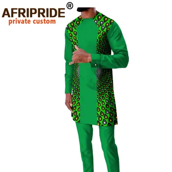 Āfrikas Vīriešu Apģērbu Set Print Krekli un Ankaras Bikses 2 Gabals Tērpiem Cilšu Tracksuit Plus Lieluma Drukāts Apģērbu A2016033A