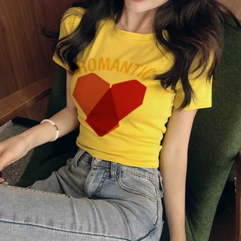 Īss T-Krekls Sievietēm 2019. Gada Vasarā Jaunu Korejiešu Versija Slim T-Krekls Gadījuma O-Veida Kakla Karikatūra Drukāšanas Jūra Īsām Piedurknēm T-Krekls Sieviešu