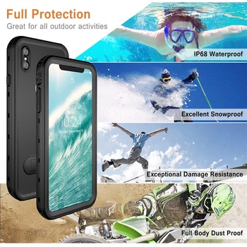 Īsta Waterproof Case for iPhone XR XS Max Triecienizturīgs Peldēšana Daivinga Vāciņš iPhone X Āra Zemūdens Aizsardzības Coque