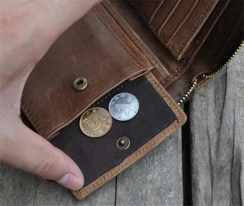 īstas ādas maki vīriešiem rāvējslēdzēju vintage ādas vīrietis kabatas monētu kabatā crazy horse cilvēka ādas maki kartes turētājs maki