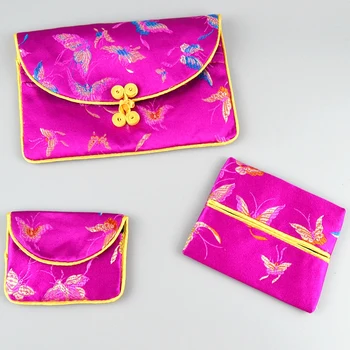 Ķīnas klasiskā stila augstas kvalitātes zīda trīs gabals, kas mainītu maku Multi-purpose somas 2set/daudz Rotaslietas, somas