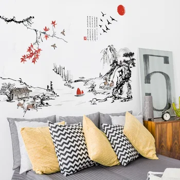 Ķīniešu stilā Tintes glezna ainavu māksla Sienas Uzlīmes, viesistaba, Guļamistaba fona, mājas apdare, Sienas Uzlīmes tapetes