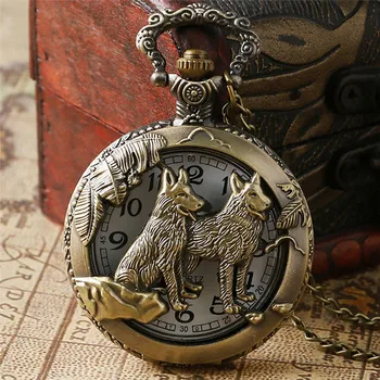 Ķīniešu Zodiaka Kabatas pulkstenis Kvarca Kaklarota, Kulons Pulksteni Dāvanas Vīriešiem, Sievietēm Bronzas Vintage Kulons Kabatas Kaklarota reloj